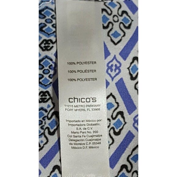 Chico's Size 1 US Small 8-10 Women's Blouse Short Sleeve Blue Lightweight Festiv - Picture 7 of 8